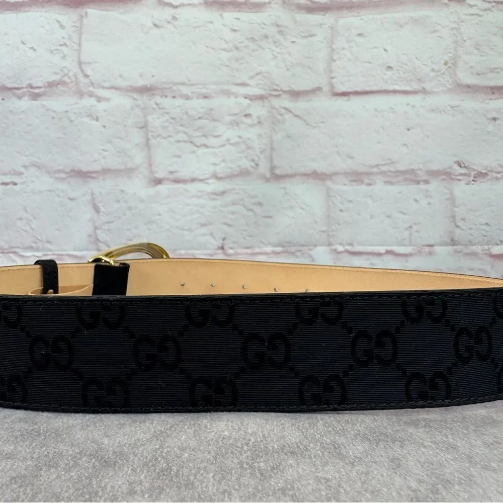 NEW Gucci Black GG Monogram Lurex Canvas Belt - Picture 7 of 13